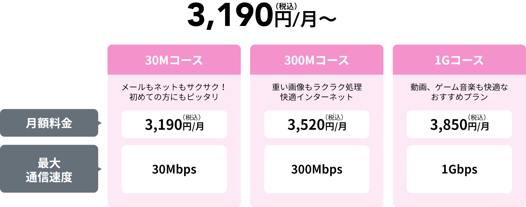3,190円（税込）/月～